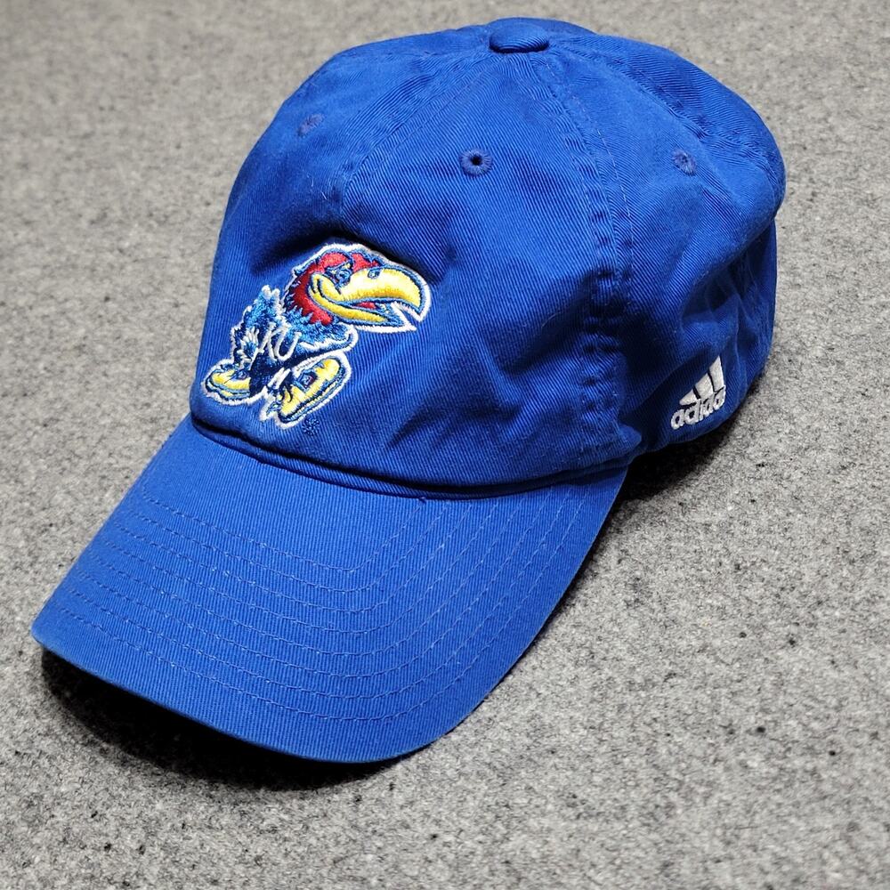 Adidas Kansas Jayhawks Hat Dad Cap Youth Blue Curved Bill Boys Girls Kids NCAA